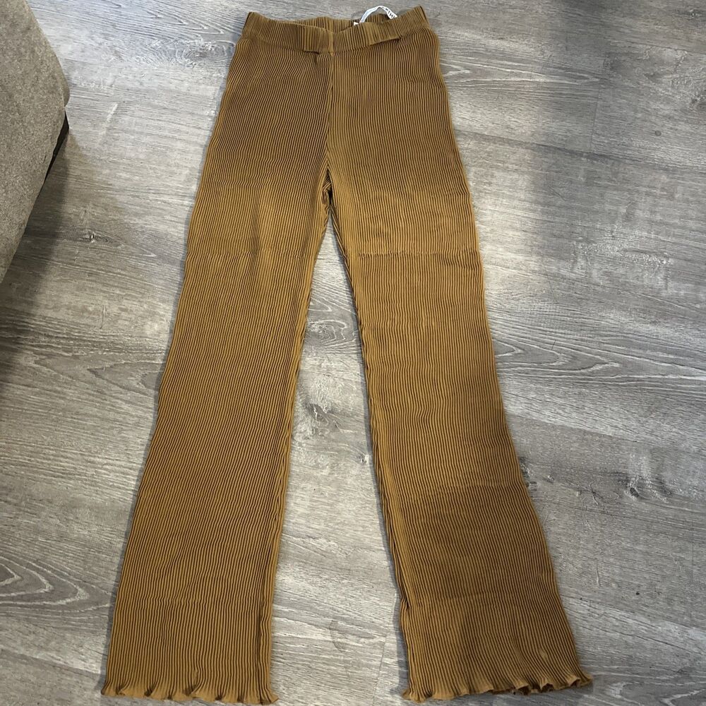 Arthur Apparel Mustard Yellow Pleated Crimped Trouser Pants Sz US 4 / AU 8